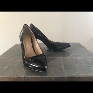 Black patent leather heels